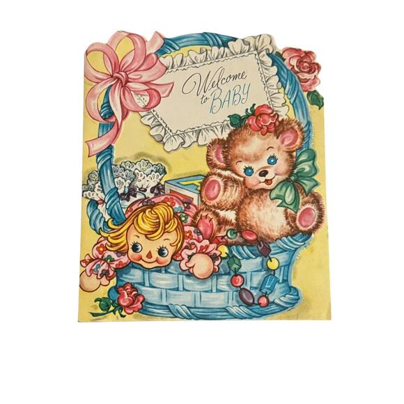 Baby Newborn Cards (4) Welcome Congratulations VTG Used USA Made Birth Announce - Picture 8 of 9